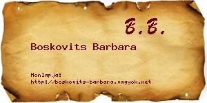 Boskovits Barbara névjegykártya